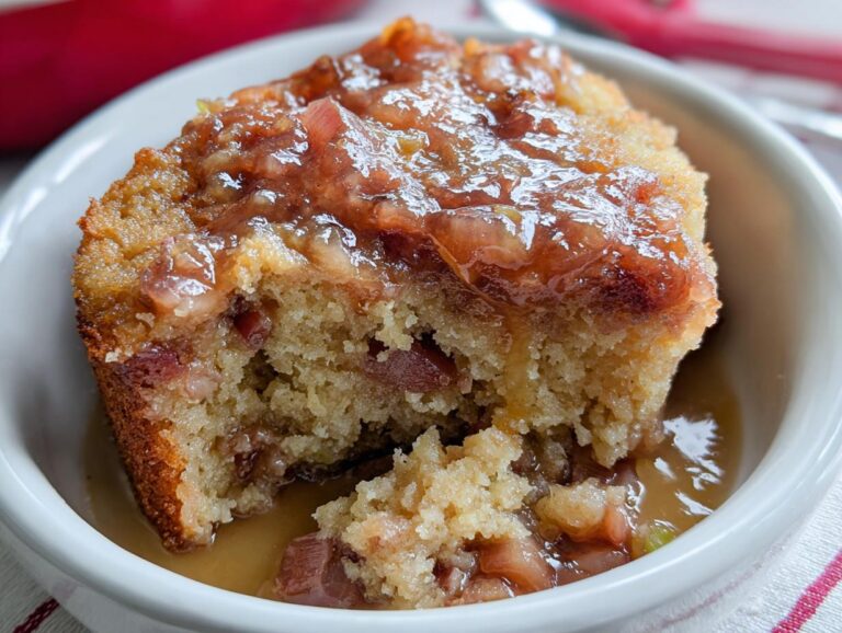 Baked Sticky Rhubarb Pudding
