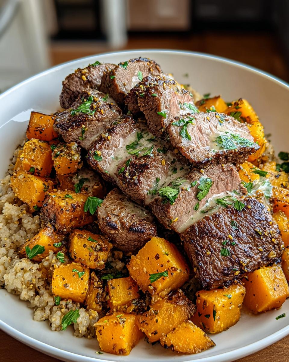 Butternut Squash & Garlic Herb Steak Bowls - Detail 1
