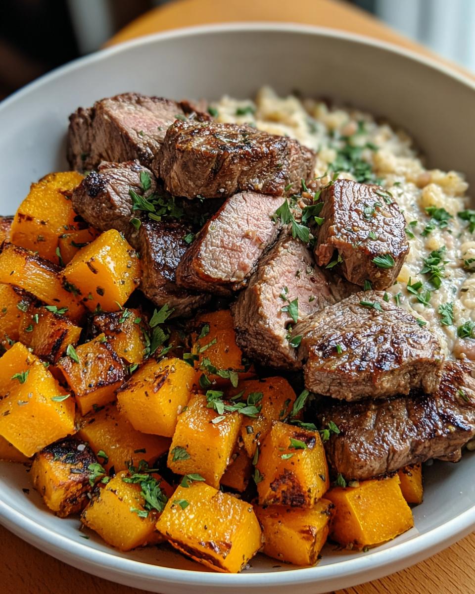 Butternut Squash & Garlic Herb Steak Bowls - Detail 2