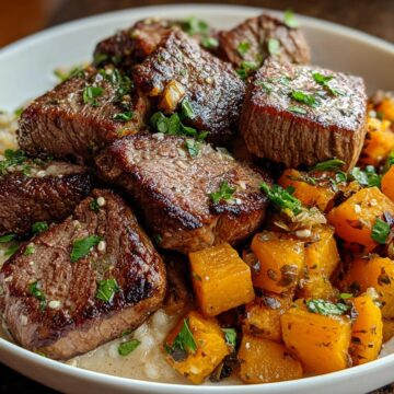 Butternut Squash &Amp; Garlic Herb Steak Bowls
