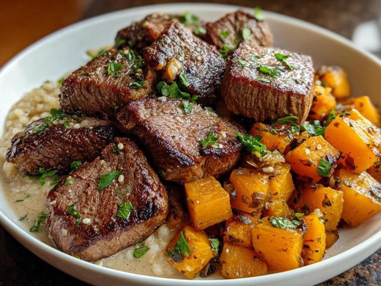 Butternut Squash &Amp; Garlic Herb Steak Bowls