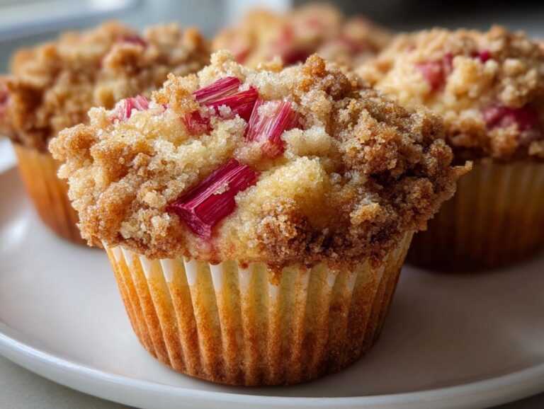 Buttery Rhubarb Streusel Muffins