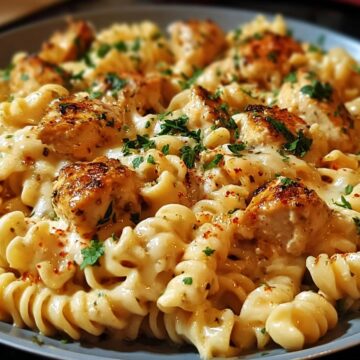 Cheesy Cajun Garlic Chicken Rotini Skillet