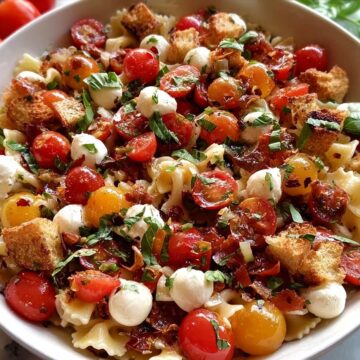 Cherry Tomato Bruschetta Pasta Salad
