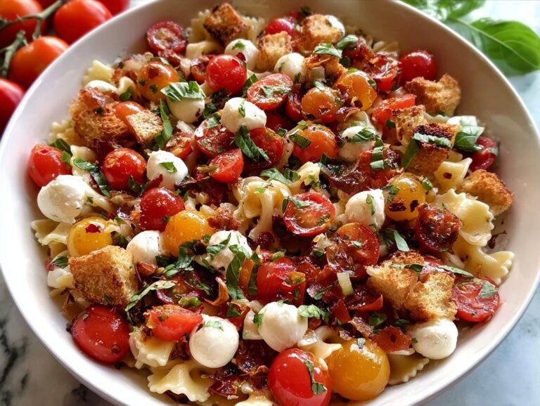 Cherry Tomato Bruschetta Pasta Salad