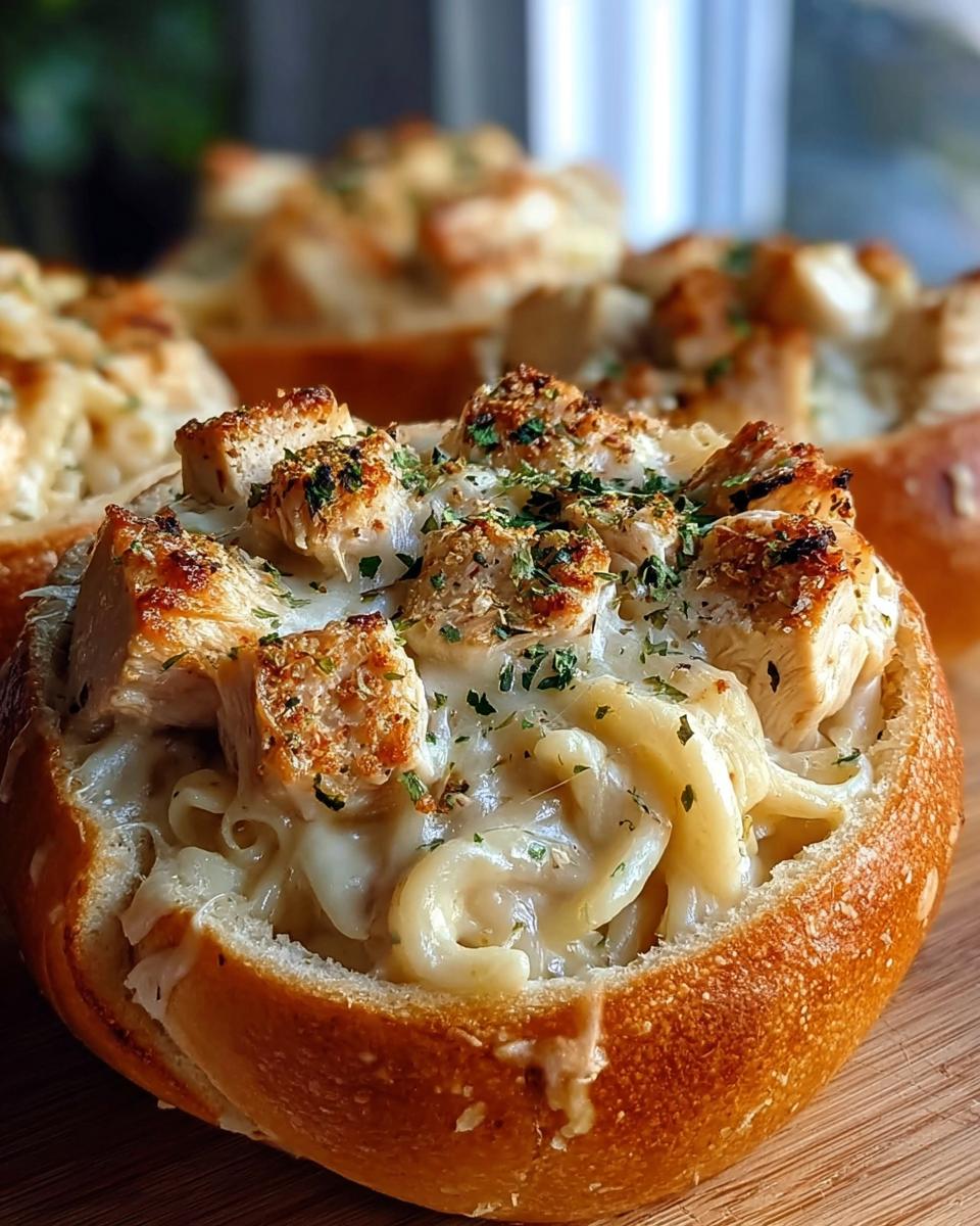 Chicken Alfredo Garlic Bread Bowls - Detail 1
