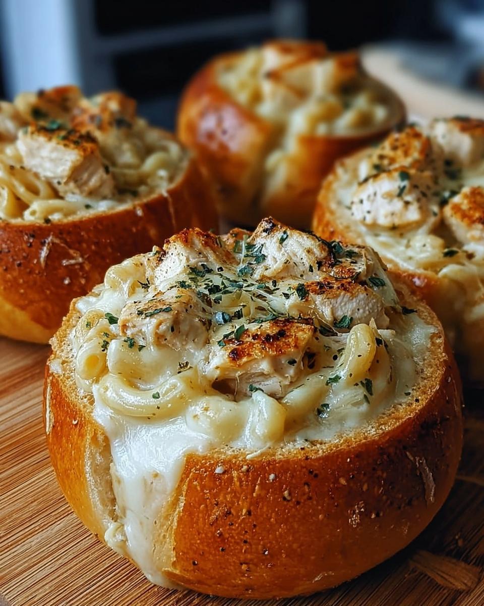 Chicken Alfredo Garlic Bread Bowls - Detail 2