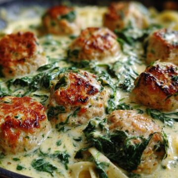 Chicken Ricotta Meatballs In Spinach Alfredo Sauce