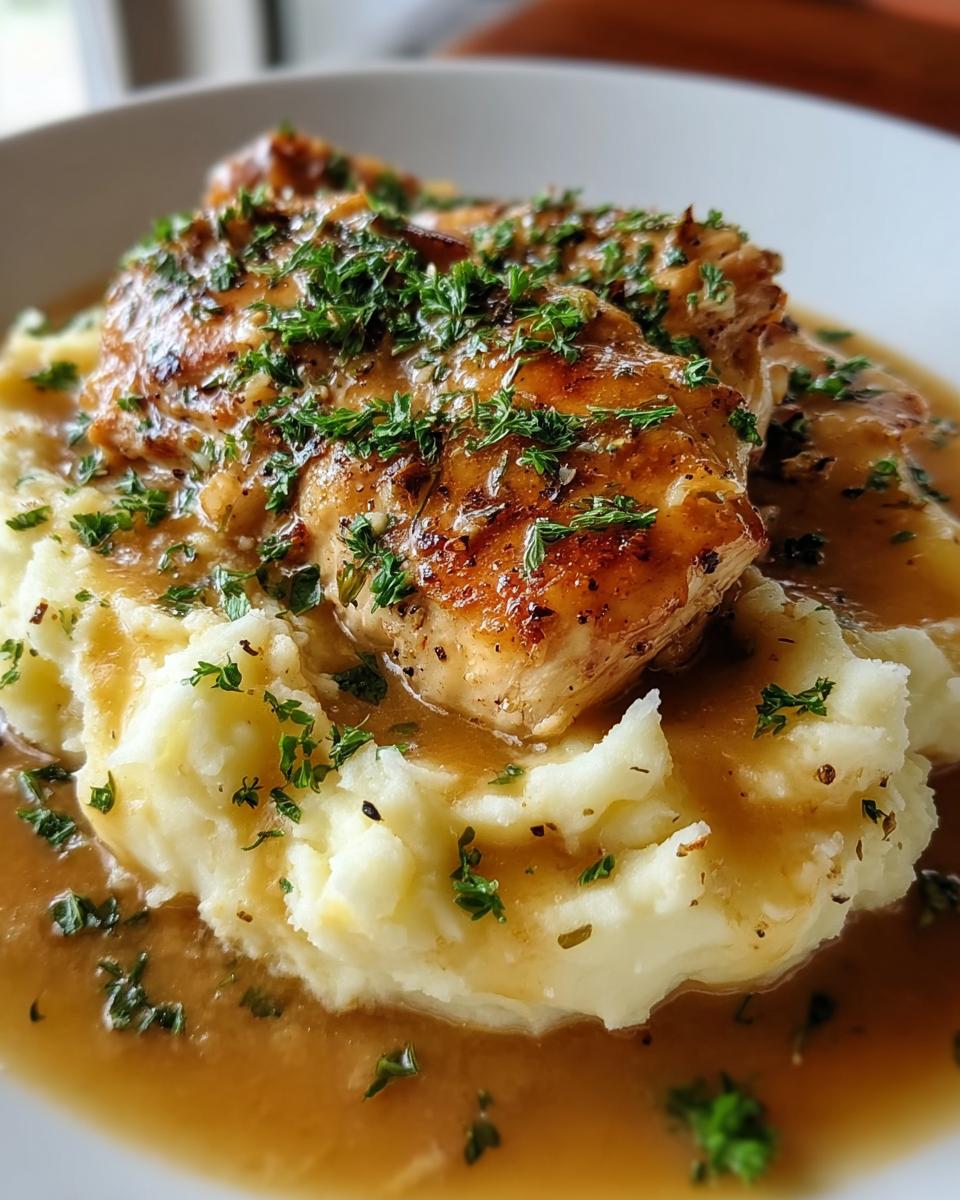 Chicken And Garlic Gravy With Cheesy Mashed Potatoes - Detail 1