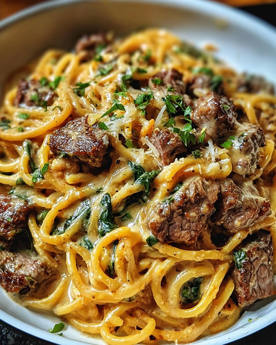 Creamy Cowboy Butter Linguine With Steak Bites & Spinach - Detail 2