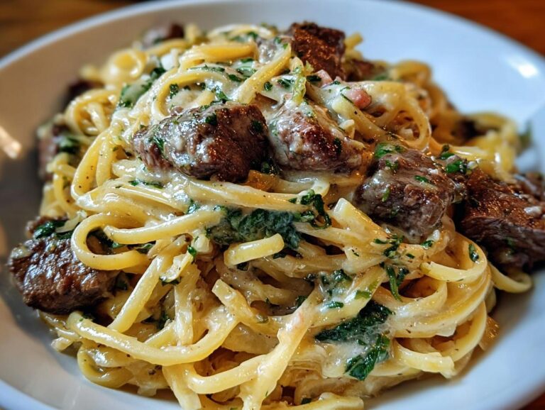 Creamy Cowboy Butter Linguine With Steak Bites &Amp; Spinach