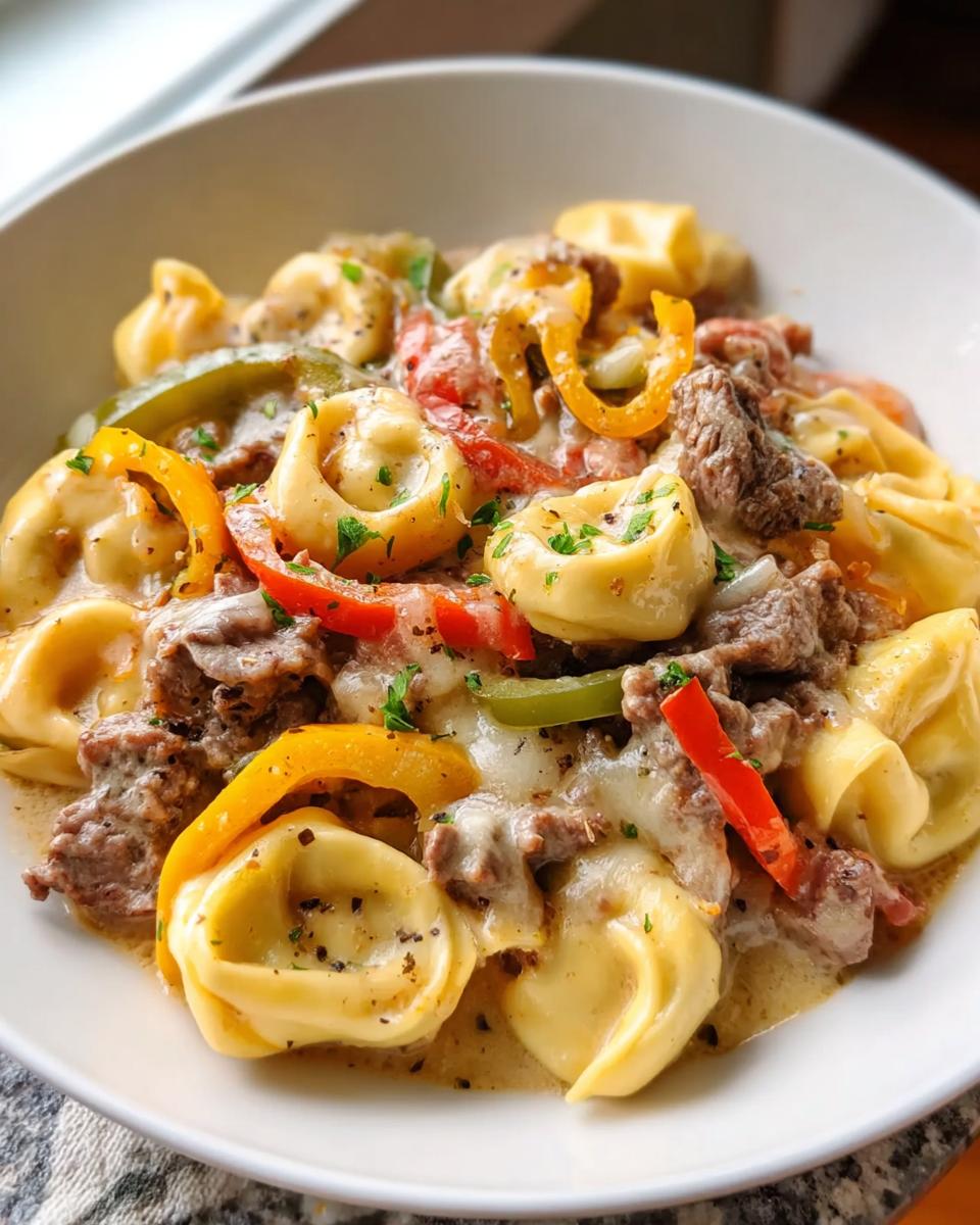 Crock Pot Cheesesteak Tortellini - Detail 1
