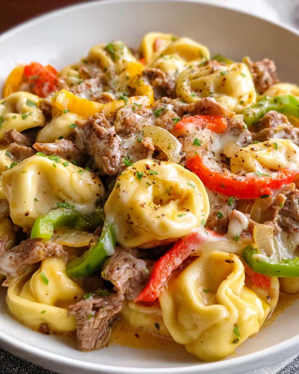 Crock Pot Cheesesteak Tortellini - Detail 2