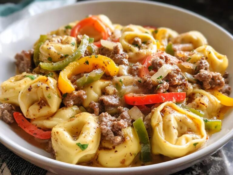 Crock Pot Cheesesteak Tortellini