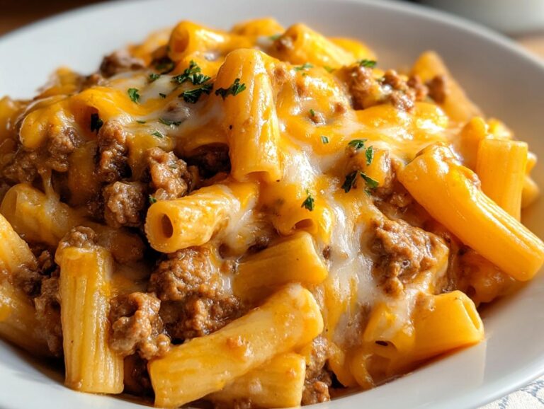 Crockpot Cheesy Crack Beef Pasta