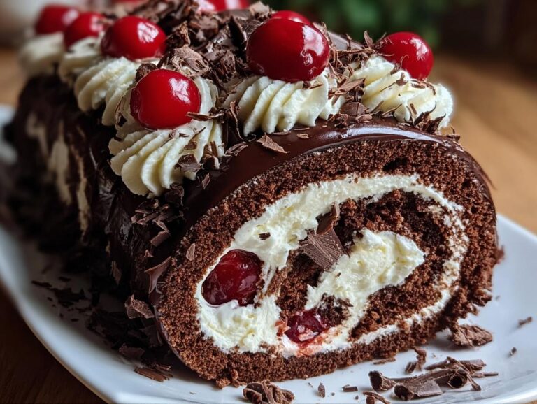 Elegant Black Forest Cake Roll