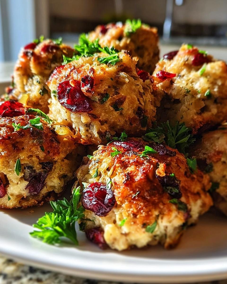 Festive Cranberry Turkey Stuffing Balls - Detail 1