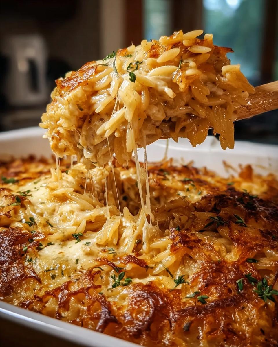 French Onion Chicken Orzo Casserole - Detail 1