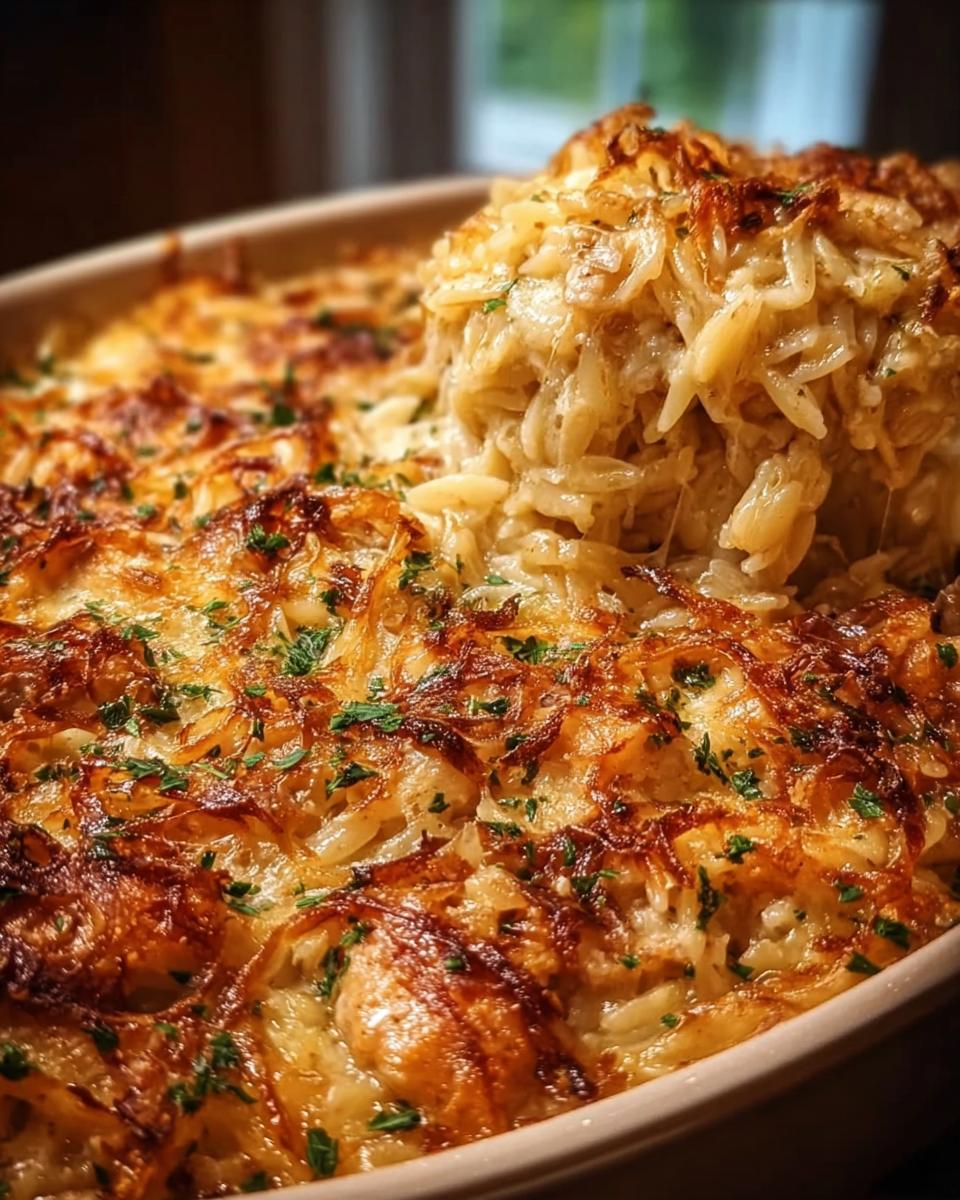 French Onion Chicken Orzo Casserole - Detail 2