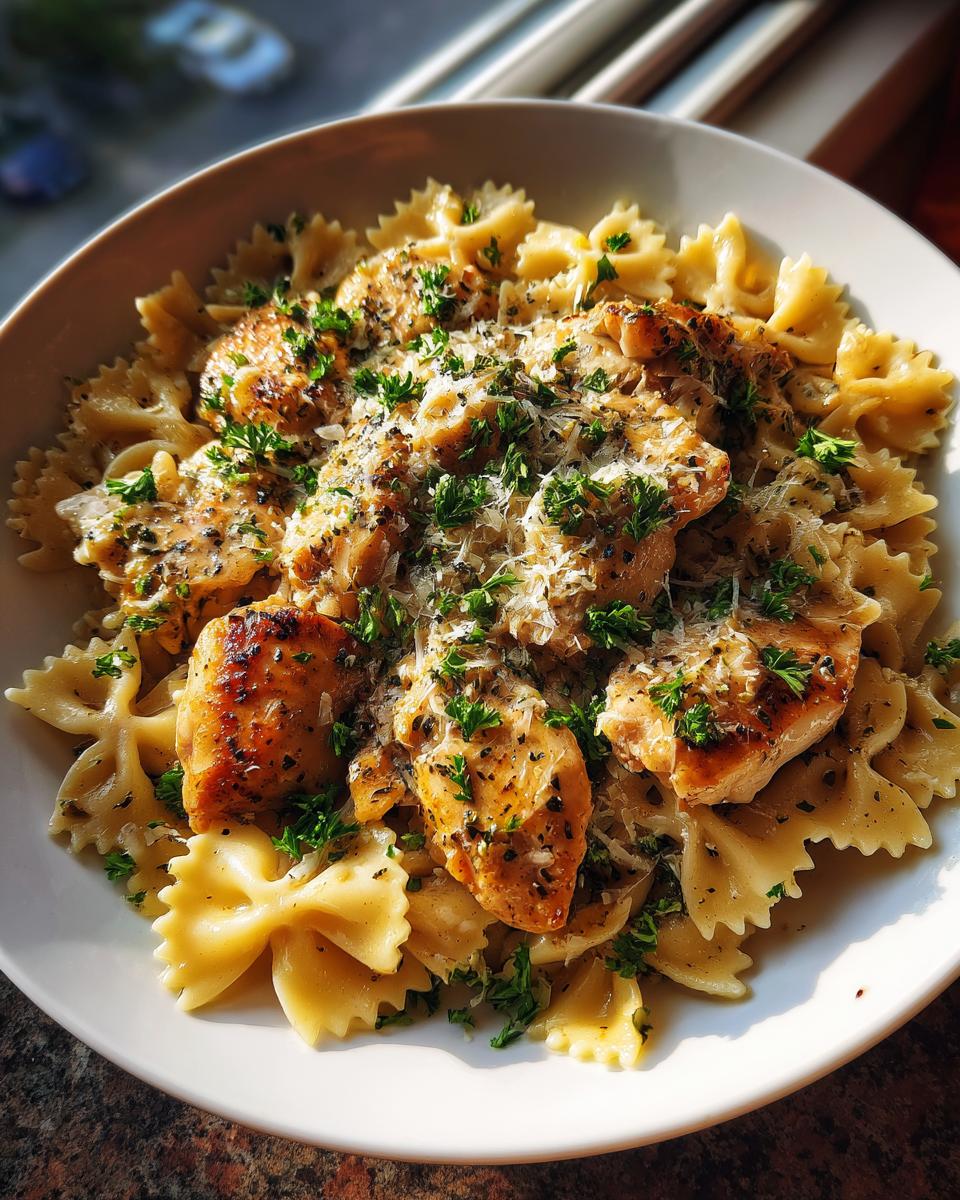 Garlic Butter Chicken With Bowtie Pasta - Detail 1