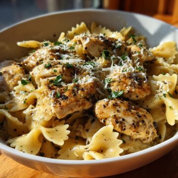 Garlic Butter Chicken With Bowtie Pasta
