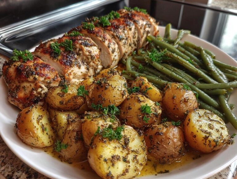 Garlic Herb Chicken With Roasted Potatoes &Amp; Green Beans