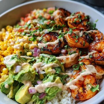 Grilled Shrimp Bowl With Avocado Corn Salsa