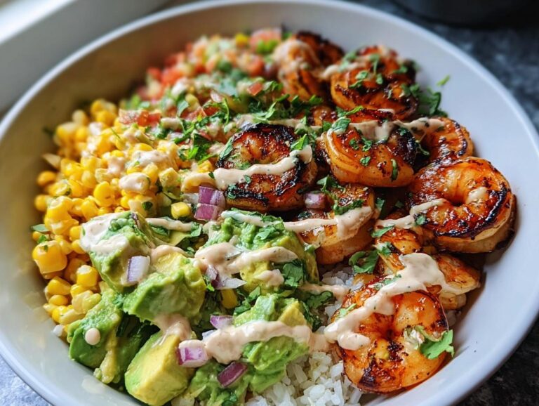 Grilled Shrimp Bowl With Avocado Corn Salsa