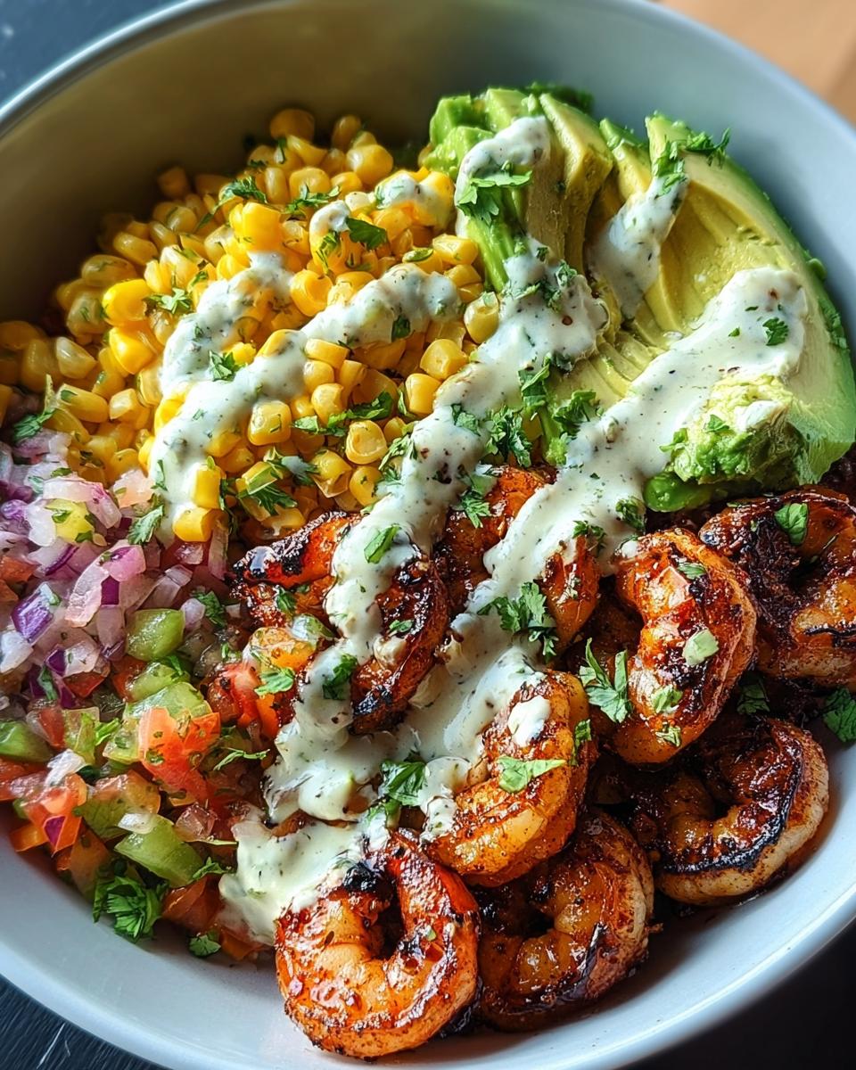 Grilled Shrimp Bowl With Avocado, Corn Salsa &Amp; Creamy Garlic Sauce - Detail 2