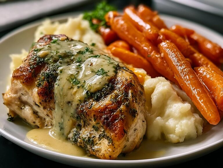 Herb Chicken With Mashed Potatoes &Amp; Glazed Carrots