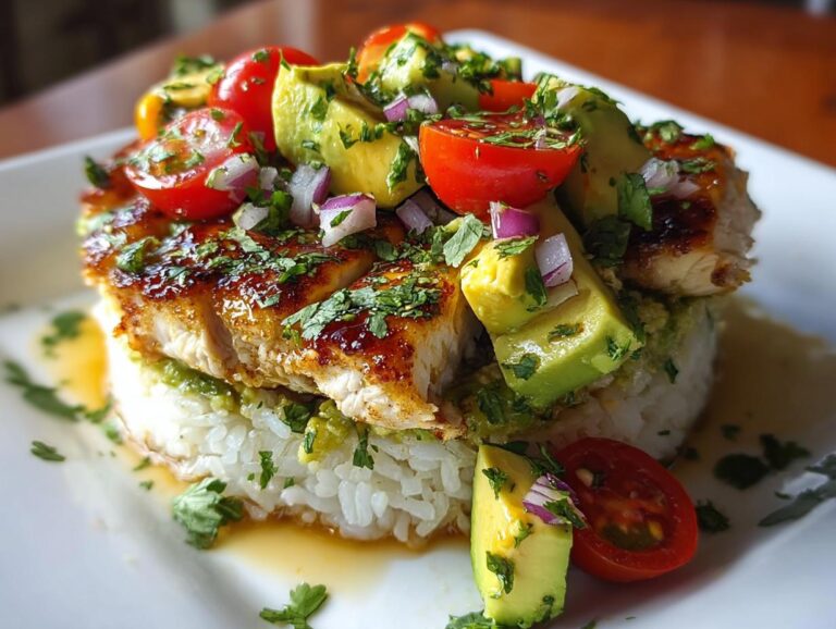 Honey Lime Chicken &Amp; Avocado Rice Stack