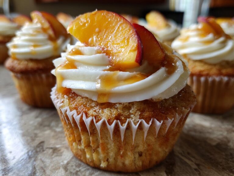 Honey Peach Cream Cheese Cupcakes
