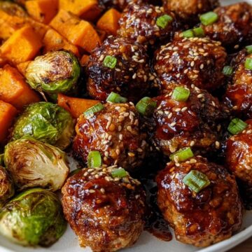 Korean Bbq Meatballs With Roasted Vegetables