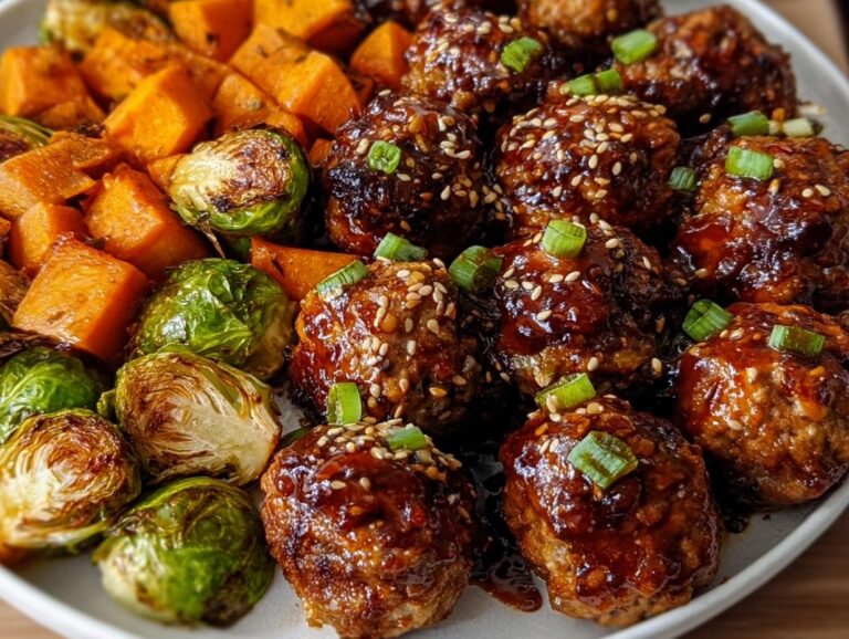 Korean Bbq Meatballs With Roasted Vegetables