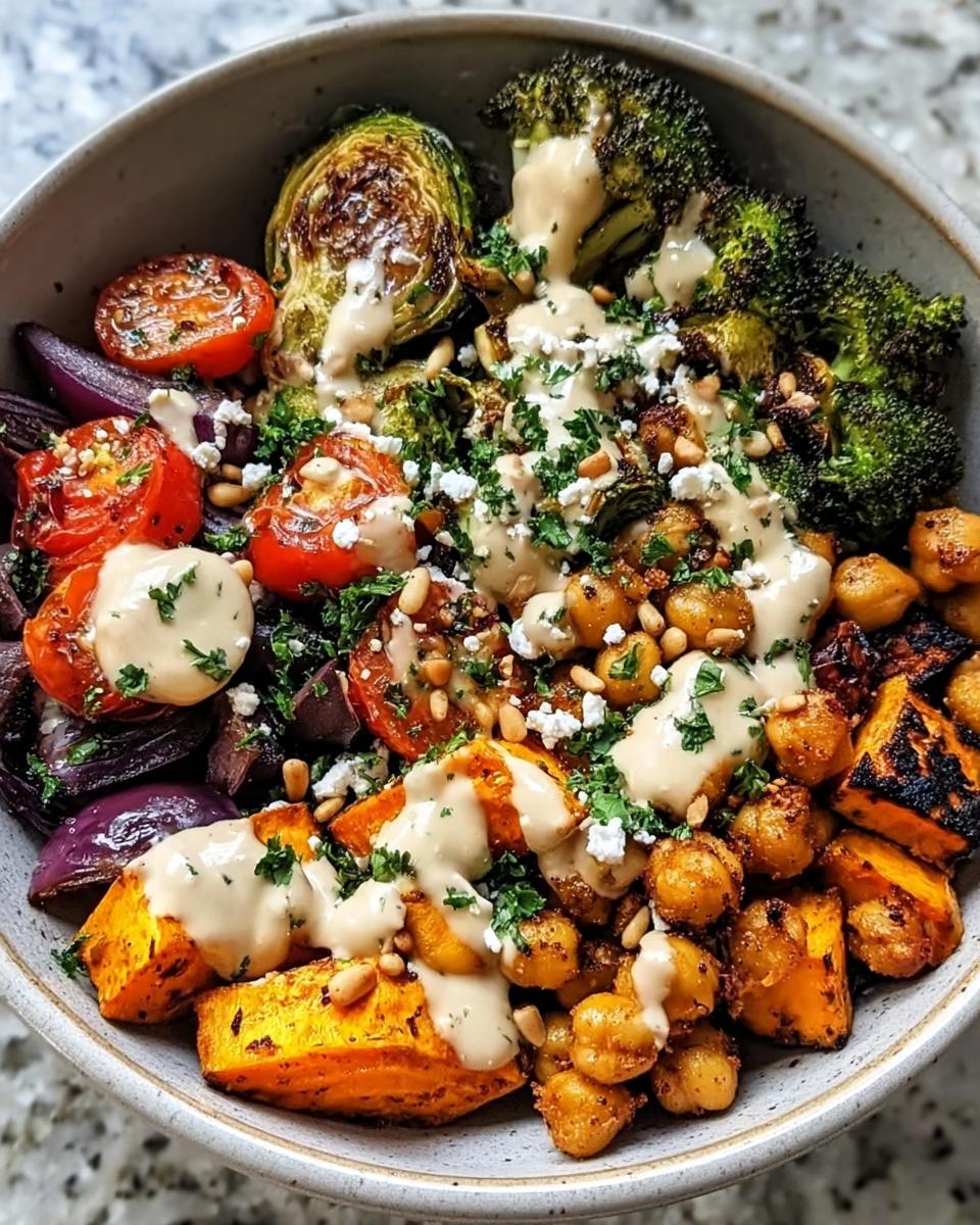 Mediterranean Roasted Veggie & Chickpea Bowls With Tahini Dressing - Detail 1