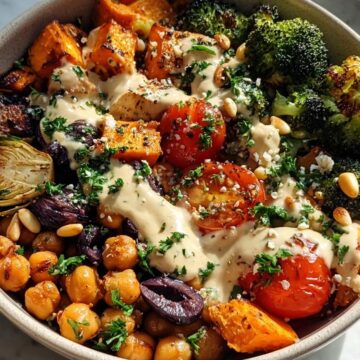 Mediterranean Roasted Veggie &Amp; Chickpea Bowls With Tahini Dressing