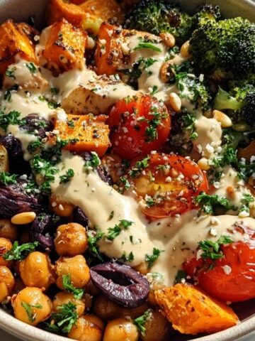 Mediterranean Roasted Veggie &Amp;Amp; Chickpea Bowls With Tahini Dressing