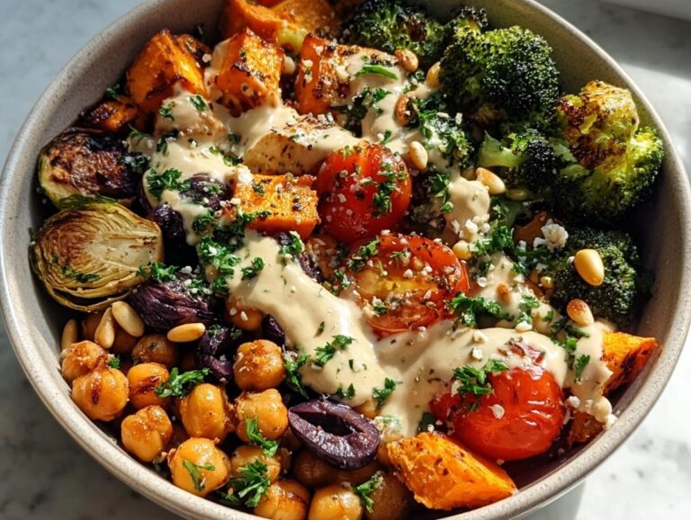 Mediterranean Roasted Veggie &Amp; Chickpea Bowls With Tahini Dressing