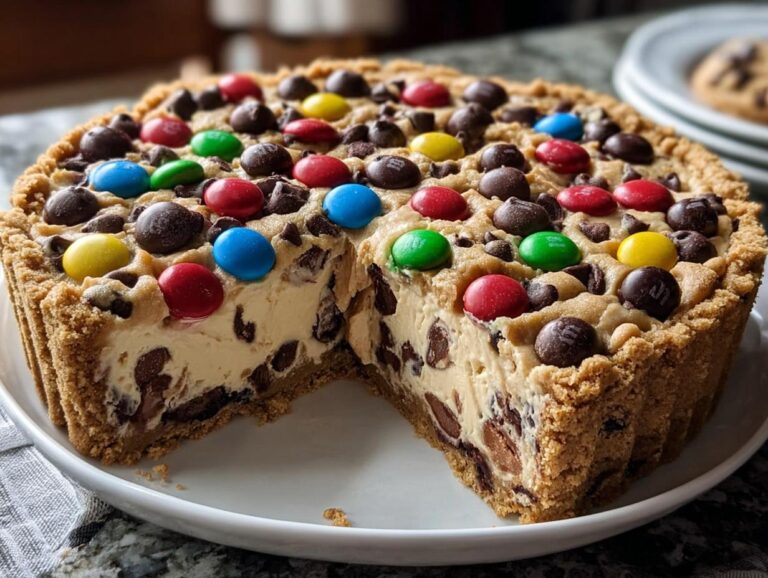 Monster Cookie Peanut Butter Cheesecake Pie