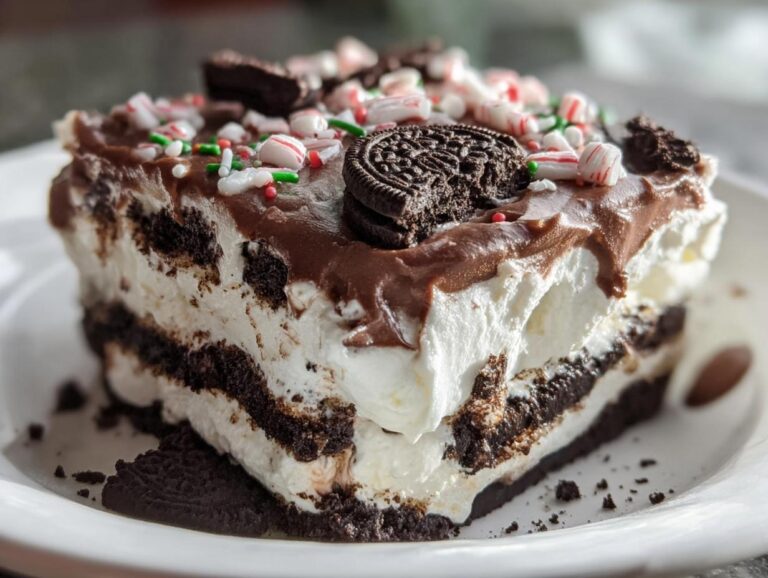 No Bake Christmas Oreo Lasagna