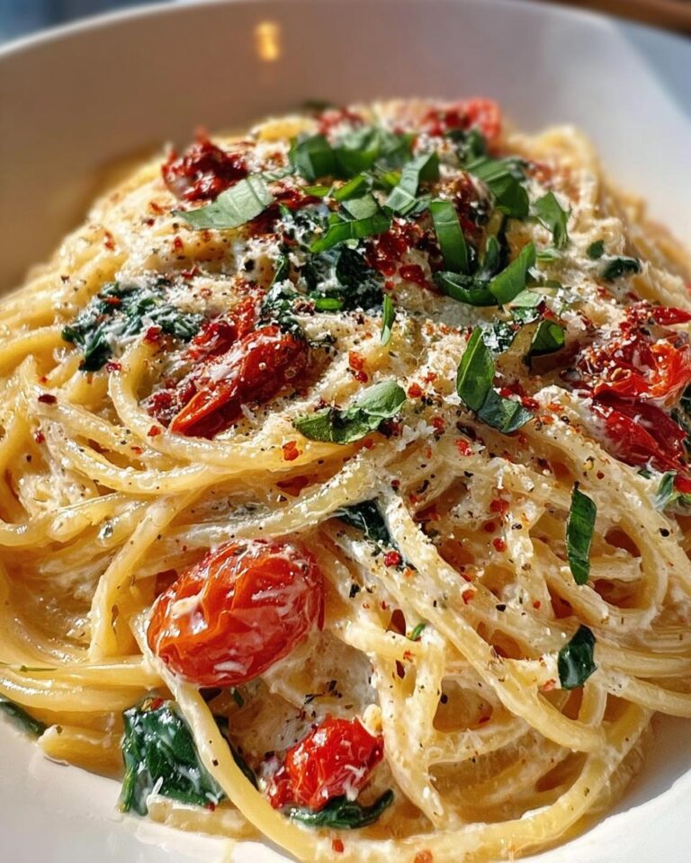 One Pot Creamy Tuscan Garlic Spaghetti