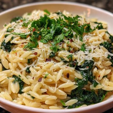 One-Pot Spinach Orzo With Parmesan