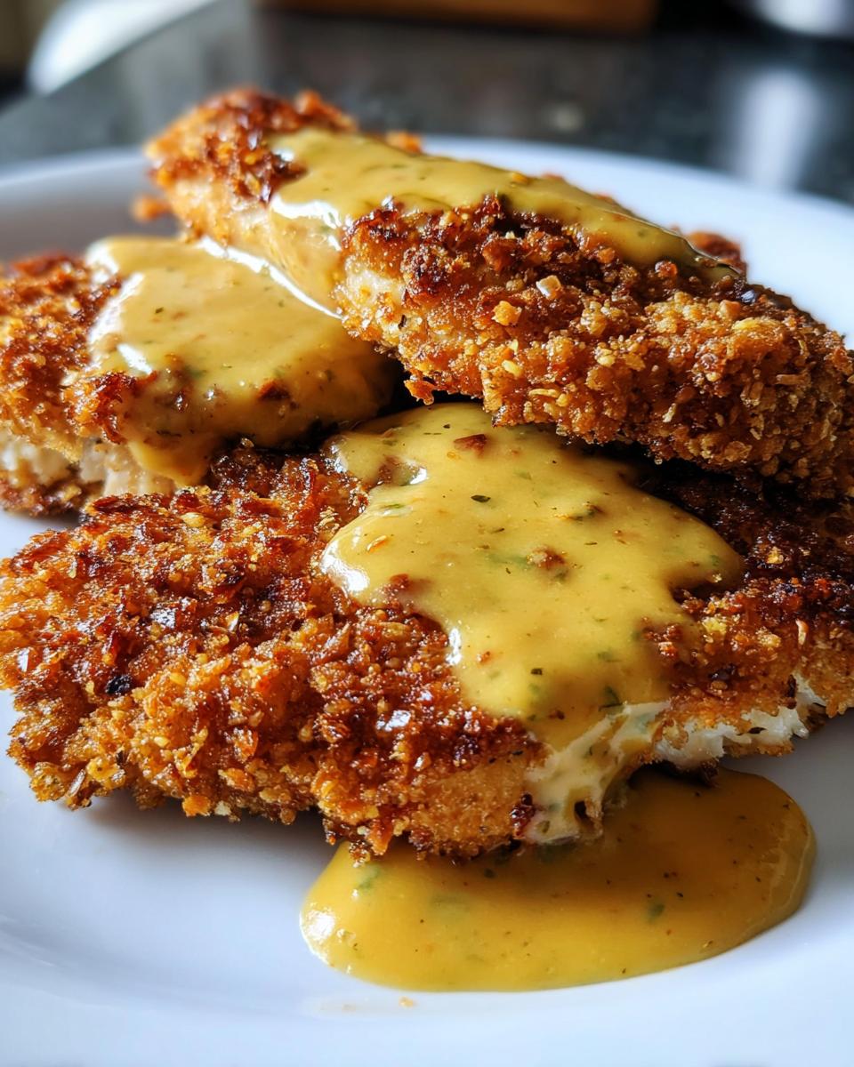 Pretzel Chicken With Mustard-Cheddar Sauce - Detail 1