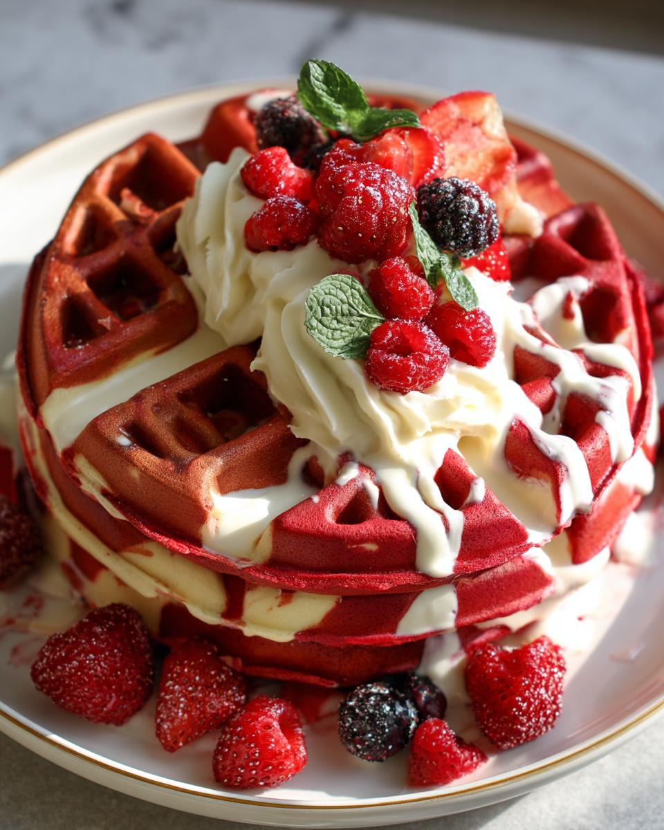 Red Velvet Marble Waffles - Detail 1