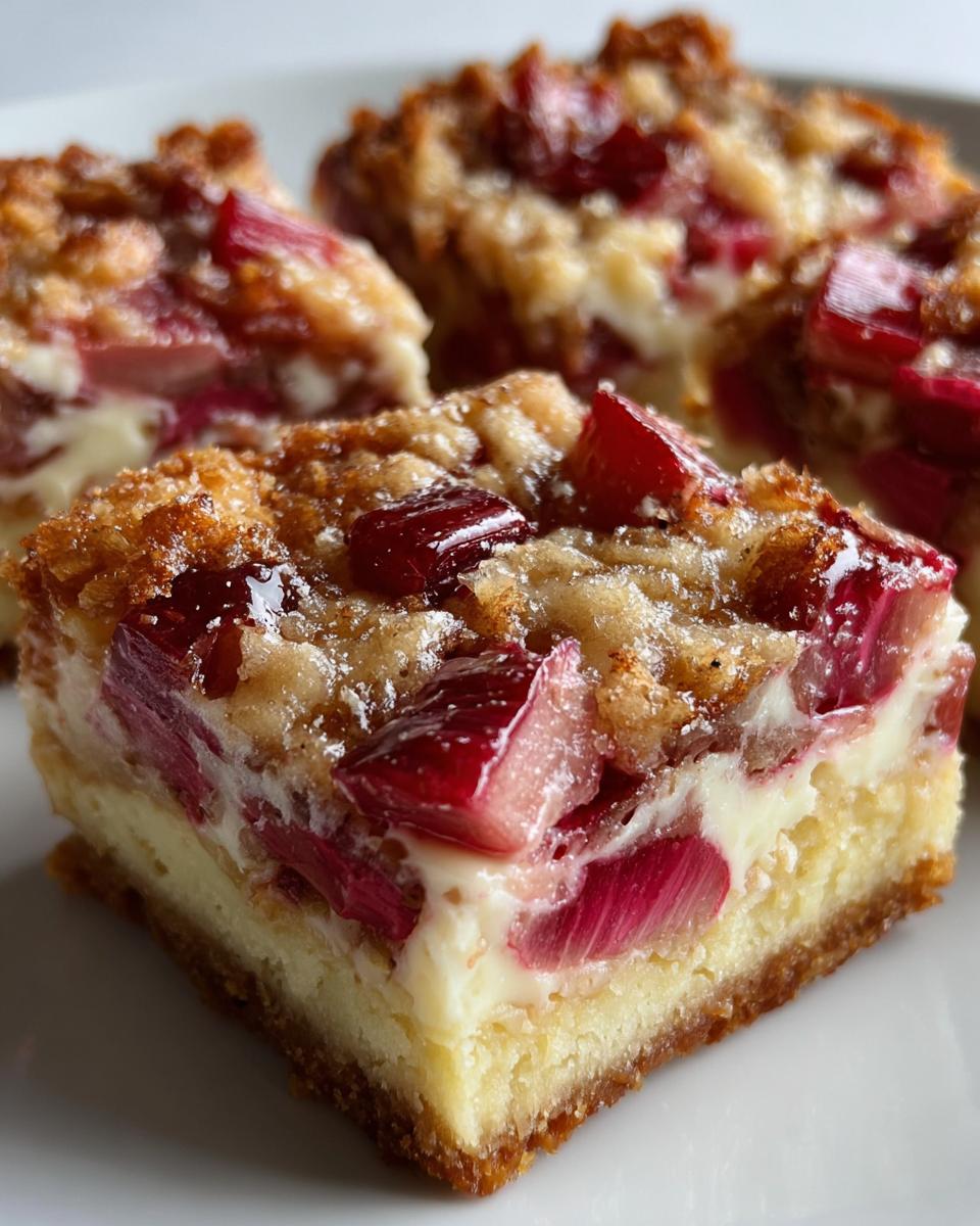 Rich Rhubarb & Cream Cheese Dessert Squares - Detail 1