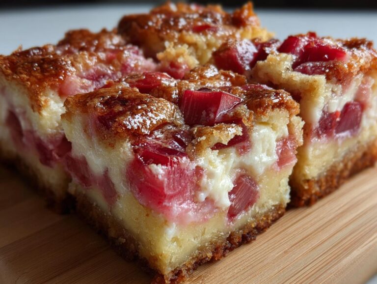 Rich Rhubarb &Amp; Cream Cheese Dessert Squares