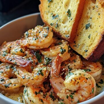 Shrimp Scampi Bowls With Garlic Bread