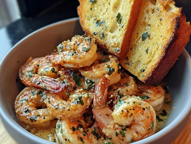Shrimp Scampi Bowls With Garlic Bread