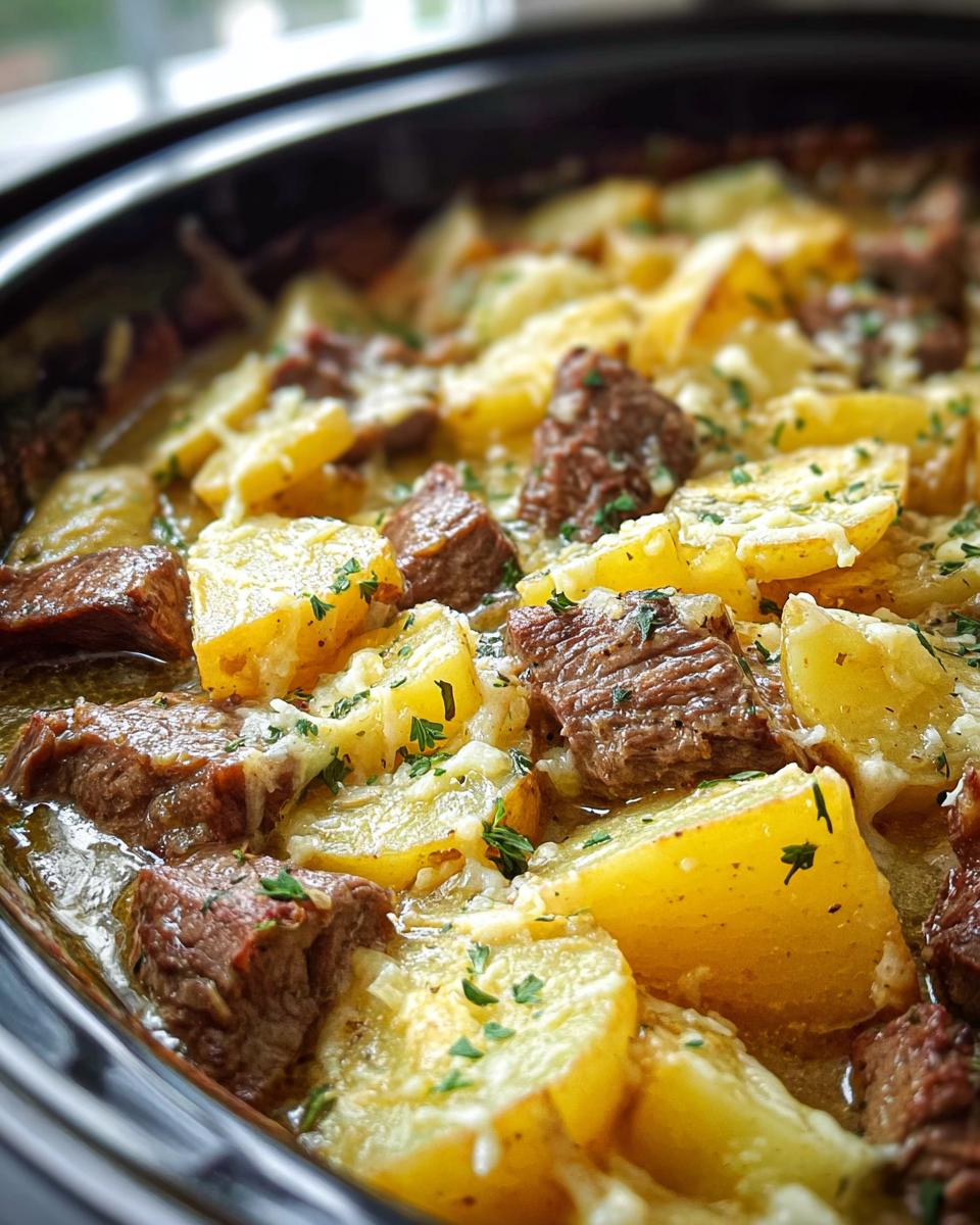 Slow Cooker Steak And Cheddar Potato Casserole - Detail 2