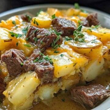 Slow Cooker Steak And Cheddar Potato Casserole